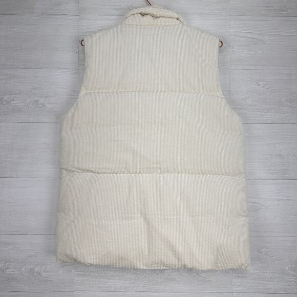 FRNCH Paris Corduroy Puffer Vest Women Size Large Goose Down Cream Full Zip NEW - Picture 7 of 15